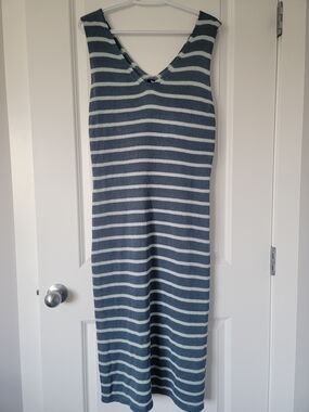 Mexx Blue & White Striped Knit Midi Dress